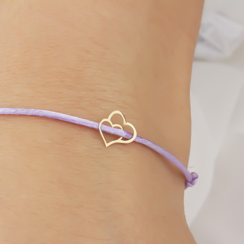 Glorria 14k Solid Gold Heart Rope Bracelet