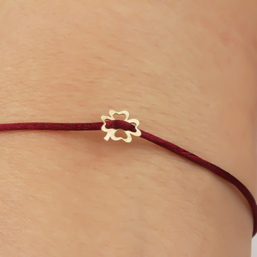 Glorria 14k Solid Gold Clover Rope Bracelet