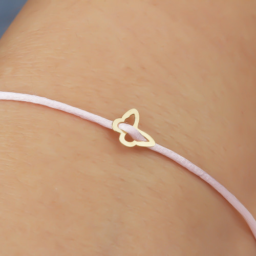 Glorria 14k Solid Gold Butterfly Rope Bracelet