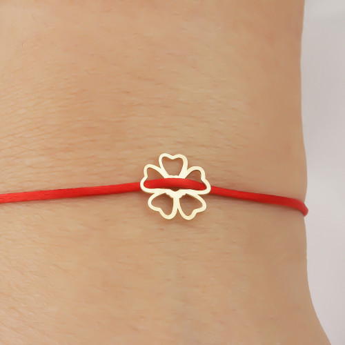 Glorria 14k Solid Gold Clover Rope Bracelet
