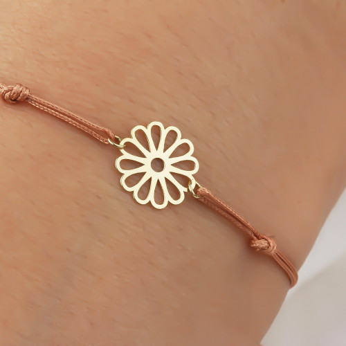 Glorria 14k Solid Gold Daisy Rope Bracelet