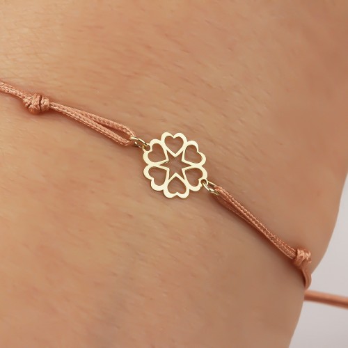 Glorria 14k Solid Gold Heart Rope Bracelet