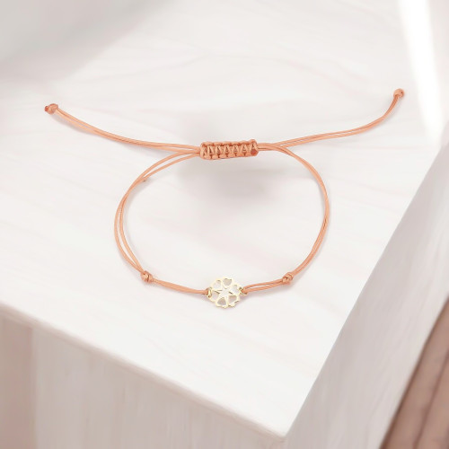 Glorria 14k Solid Gold Heart Rope Bracelet