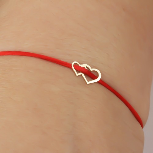 Glorria 14k Solid Gold Heart Rope Bracelet