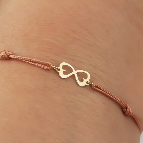 Glorria 14k Solid Gold Heart Infinity Rope Bracelet