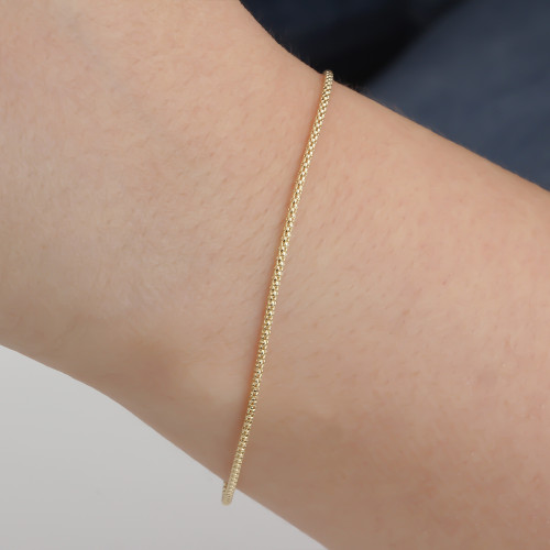 Glorria 14k Solid Gold 1,5 mm Popcorn Chain Bracelet Glorria 14k Solid Gold 1,5 mm Popcorn Chain Bracelet