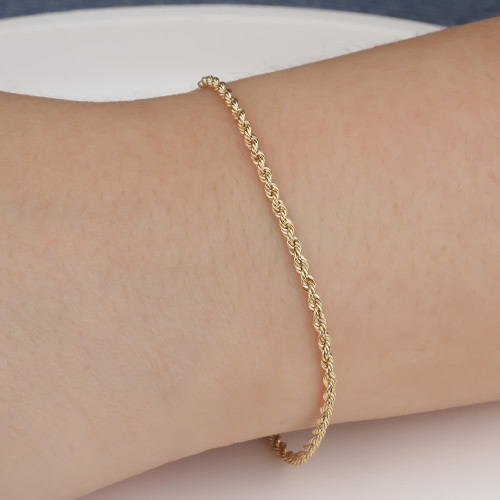 Glorria 14k Solid Gold 2 mm Rope Chain Bracelet Glorria 14k Solid Gold 2 mm Rope Chain Bracelet