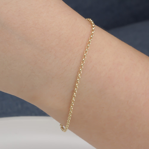 Glorria 14k Solid Gold 2 mm Rolo Chain Bracelet Glorria 14k Solid Gold 2 mm Rolo Chain Bracelet