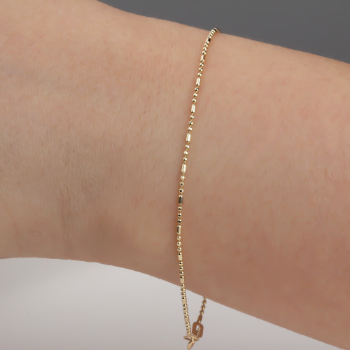 Glorria 14k Solid 1 mm Gold Ball Chain Bracelet Glorria 14k Solid 1 mm Gold Ball Chain Bracelet
