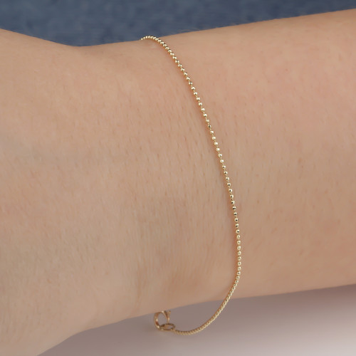 Glorria 14k Solid Gold 1mm Ball Chain Bracelet Glorria 14k Solid Gold 1mm Ball Chain Bracelet