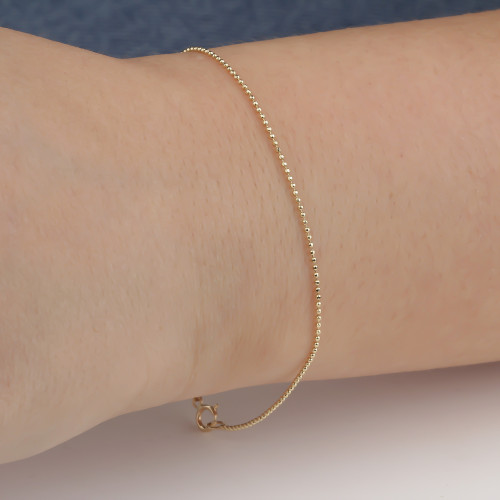 Glorria 14k Solid Gold 1mm Ball Chain Bracelet Glorria 14k Solid Gold 1mm Ball Chain Bracelet