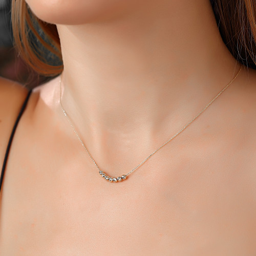 Glorria 14k Solid Gold White Dorika Necklace Glorria 14k Solid Gold White Dorika Necklace