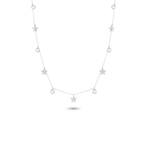 Glorria 14k Solid Gold White Star Luck Necklace Glorria 14k Solid Gold White Star Luck Necklace