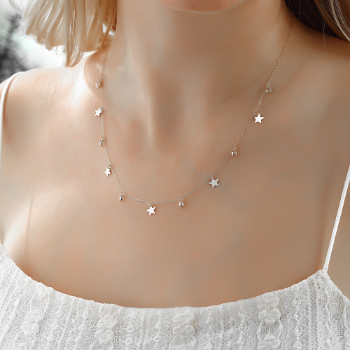 Glorria 14k Solid Gold White Star Luck Necklace Glorria 14k Solid Gold White Star Luck Necklace