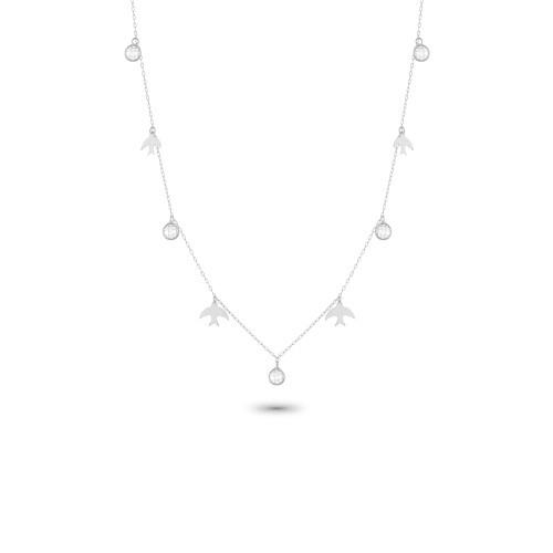 Glorria 14k Solid Gold White Phoenix Luck Necklace