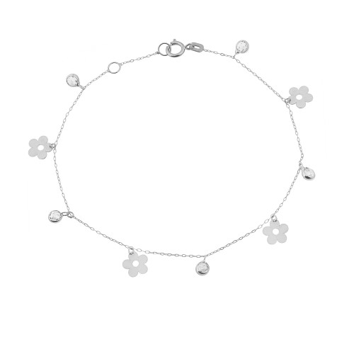 Glorria 14k Solid Gold White Flower Bracelet Glorria 14k Solid Gold White Flower Bracelet