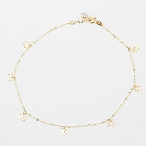 Glorria 14k Solid Gold Flower Anklet Glorria 14k Solid Gold Flower Anklet