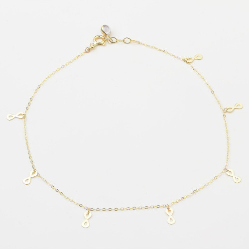 Glorria 14k Solid Gold Infinity Anklet Glorria 14k Solid Gold Infinity Anklet