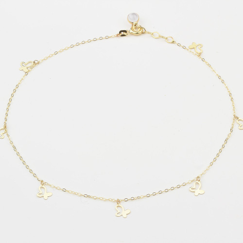 Glorria 14k Solid Gold Butterfly Anklet Glorria 14k Solid Gold Butterfly Anklet
