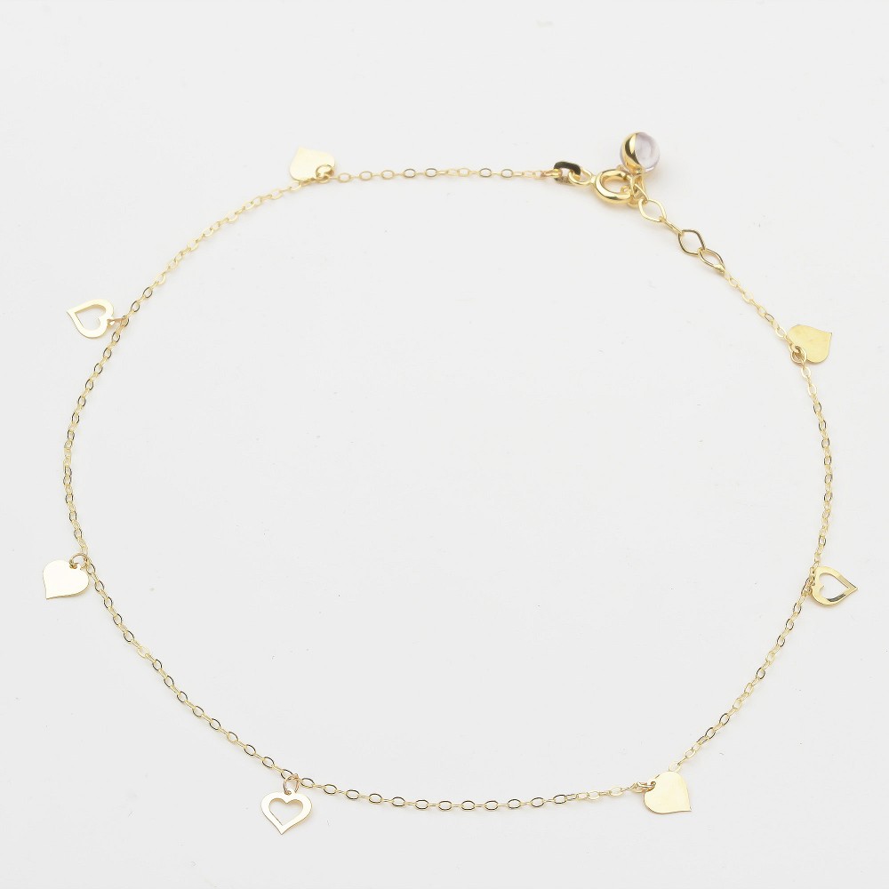 Glorria 14k Solid Gold Heart Anklet Glorria 14k Solid Gold Heart Anklet