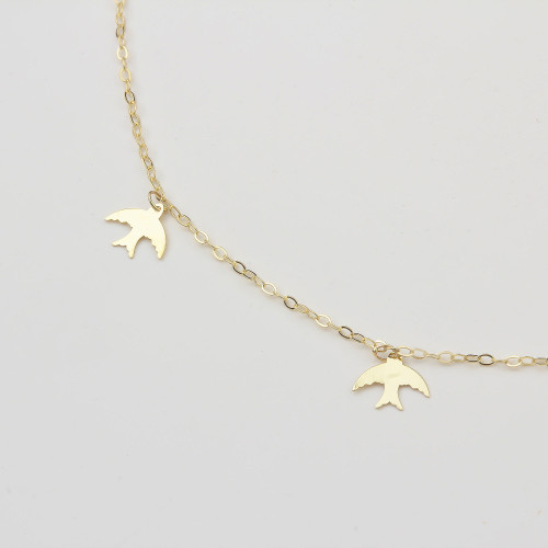 Glorria 14k Solid Gold Bird Anklet Glorria 14k Solid Gold Bird Anklet