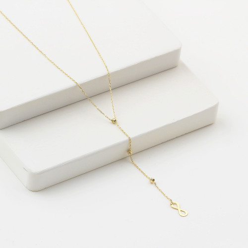 Glorria 14k Solid Gold Infinity Drop Necklace Glorria 14k Solid Gold Infinity Drop Necklace