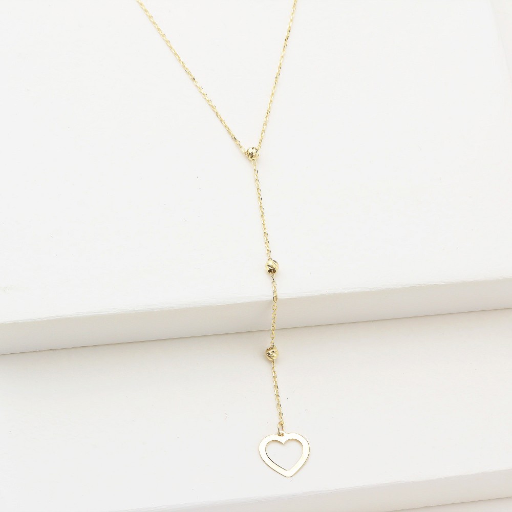 Glorria 14k Solid Gold Heart Drop Necklace Glorria 14k Solid Gold Heart Drop Necklace