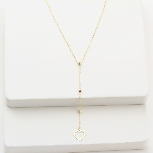 Glorria 14k Solid Gold Heart Drop Necklace Glorria 14k Solid Gold Heart Drop Necklace