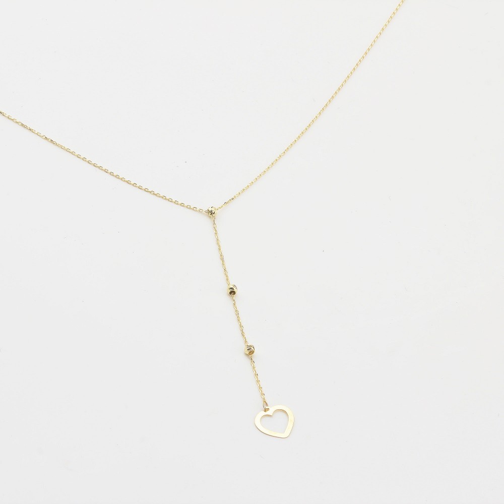 Glorria 14k Solid Gold Heart Drop Necklace Glorria 14k Solid Gold Heart Drop Necklace