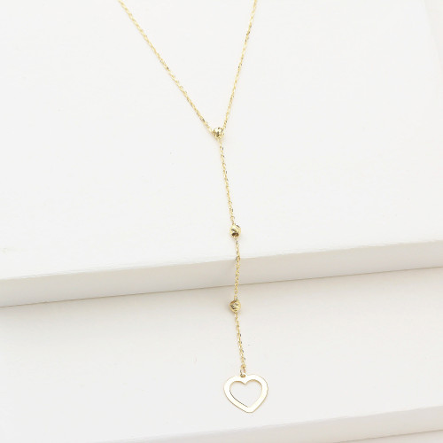 Glorria 14k Solid Gold Heart Drop Necklace Glorria 14k Solid Gold Heart Drop Necklace