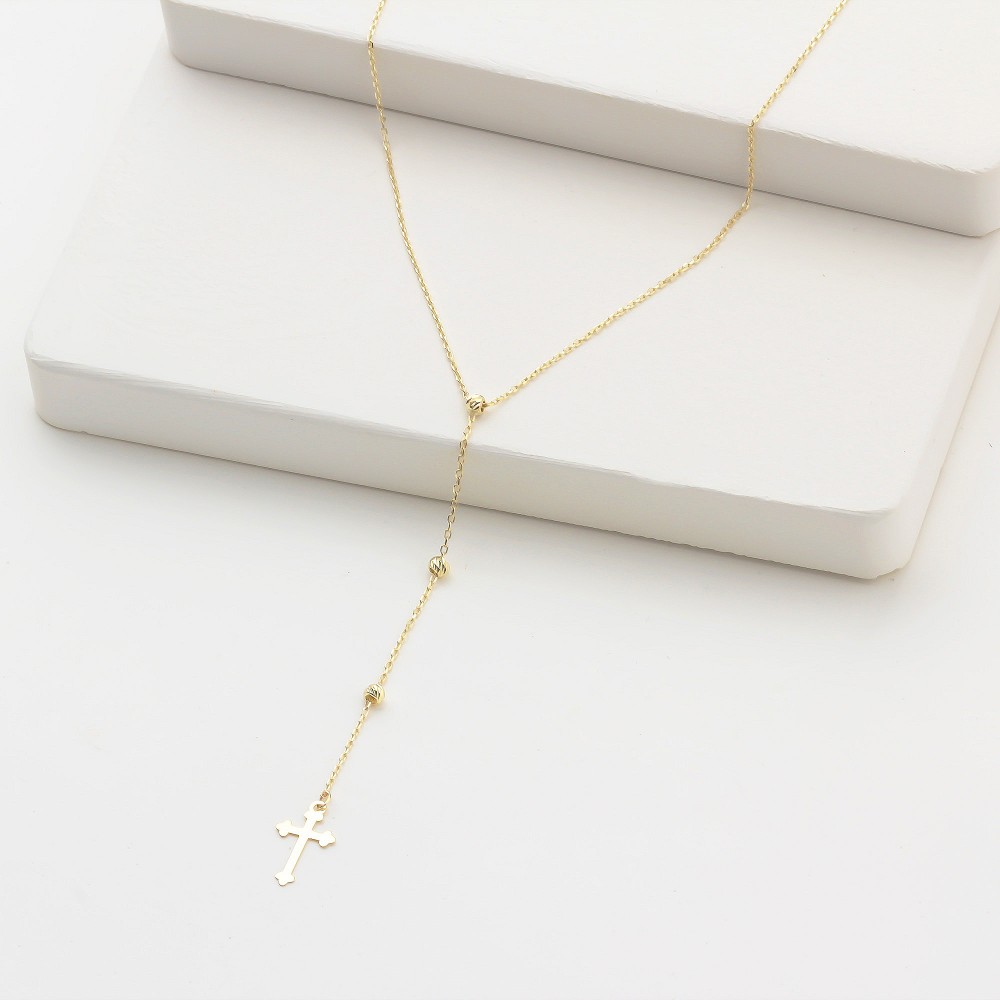 Glorria 14k Solid Gold Cross Drop Necklace Glorria 14k Solid Gold Cross Drop Necklace