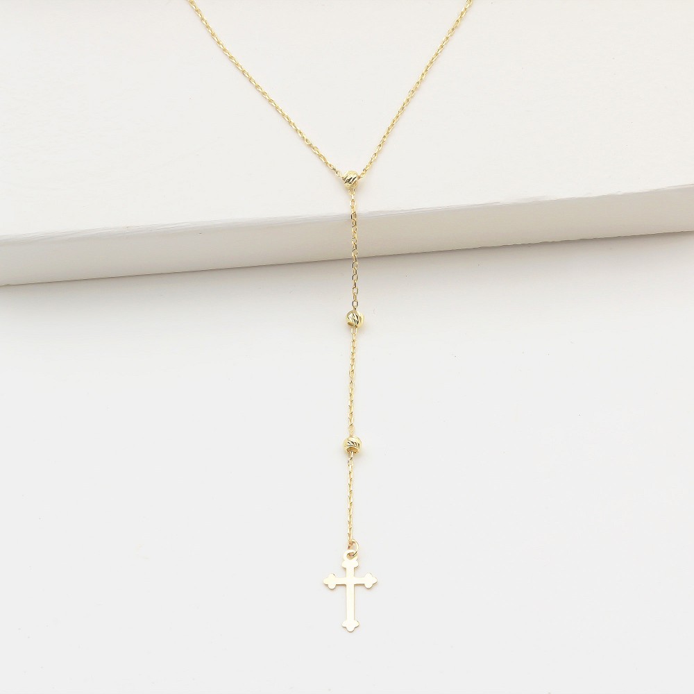 Glorria 14k Solid Gold Cross Drop Necklace Glorria 14k Solid Gold Cross Drop Necklace