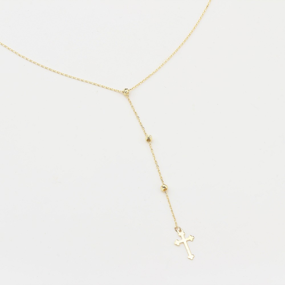 Glorria 14k Solid Gold Cross Drop Necklace Glorria 14k Solid Gold Cross Drop Necklace