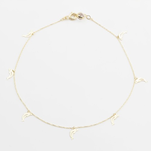 Glorria 14k Solid Gold Dolphin Anklet Glorria 14k Solid Gold Dolphin Anklet