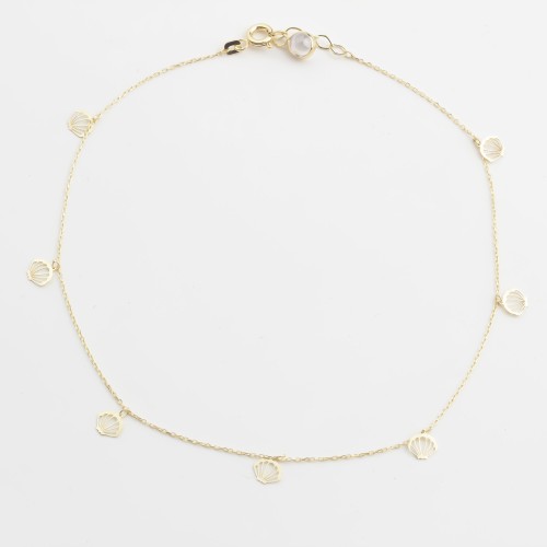 Glorria 14k Solid Gold Oyster Anklet Glorria 14k Solid Gold Oyster Anklet