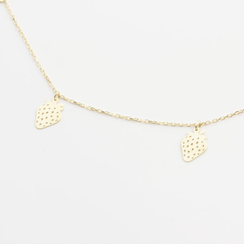 Glorria 14k Solid Gold Strawberry Anklet Glorria 14k Solid Gold Strawberry Anklet