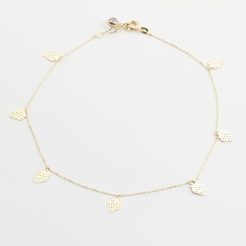 Glorria 14k Solid Gold Strawberry Anklet Glorria 14k Solid Gold Strawberry Anklet
