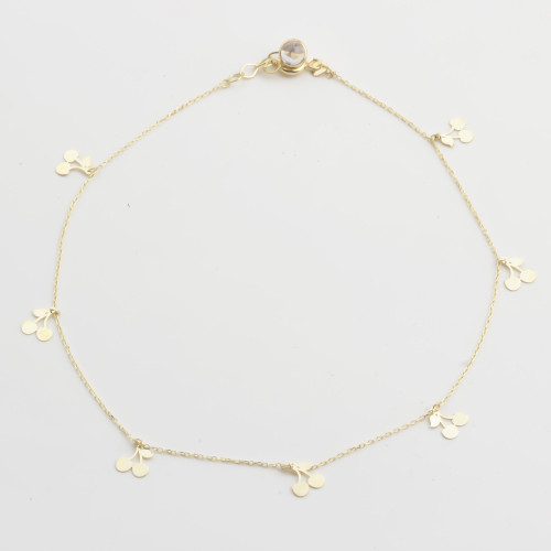 Glorria 14k Solid Gold Cherry Anklet Glorria 14k Solid Gold Cherry Anklet
