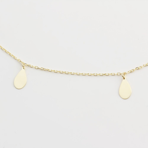 Glorria 14k Solid Gold Water Drop Anklet Glorria 14k Solid Gold Water Drop Anklet