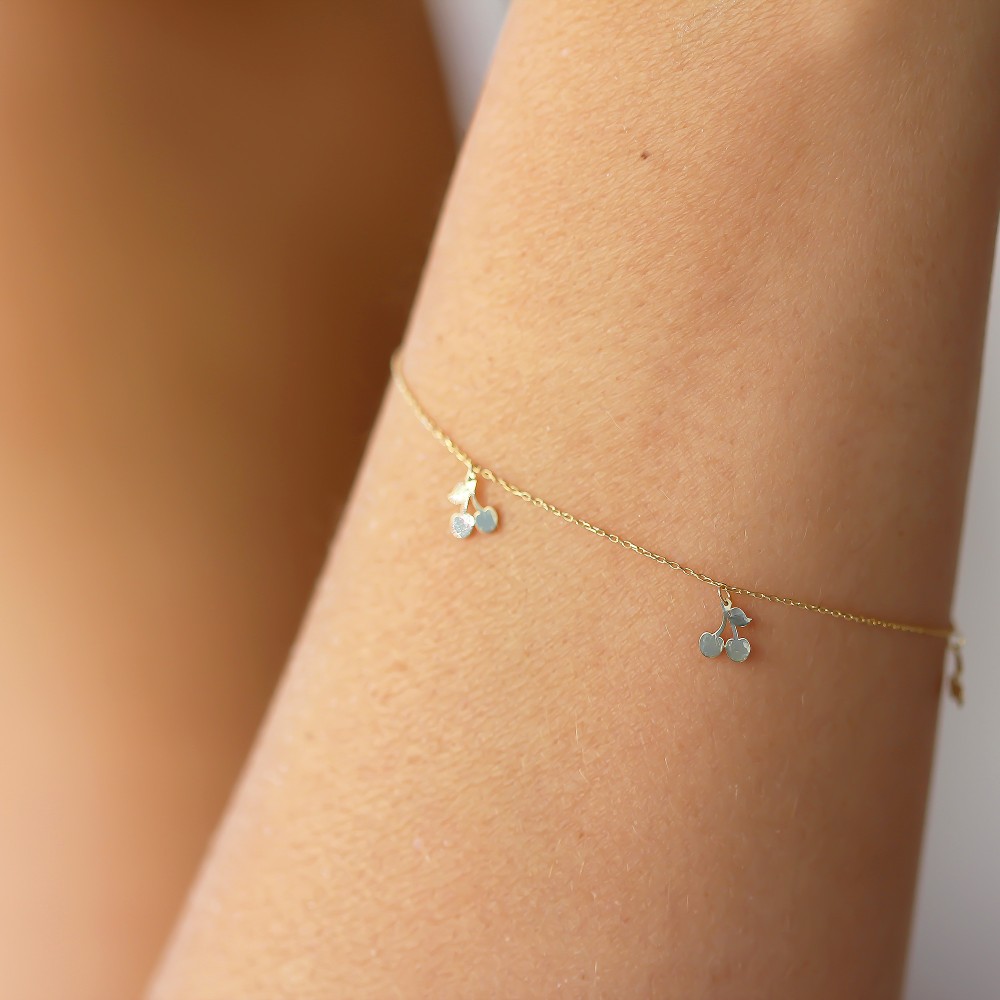 Glorria 14k Solid Gold Cherry Bracelet