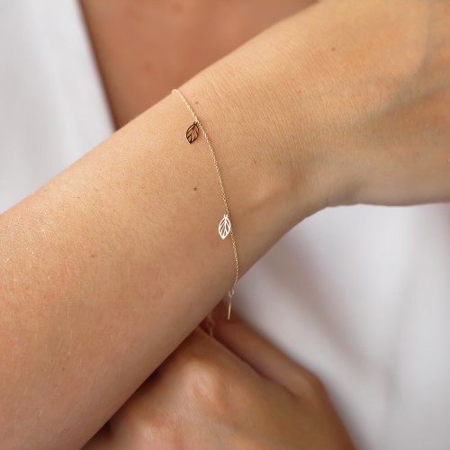 Glorria 14k Solid Gold Leaf Bracelet Glorria 14k Solid Gold Leaf Bracelet
