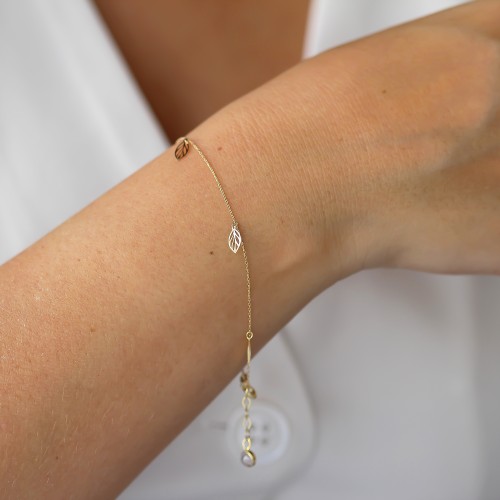 Glorria 14k Solid Gold Leaf Bracelet