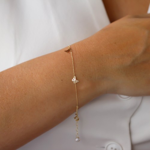 Glorria 14k Solid Gold Butterfly Bracelet Glorria 14k Solid Gold Butterfly Bracelet