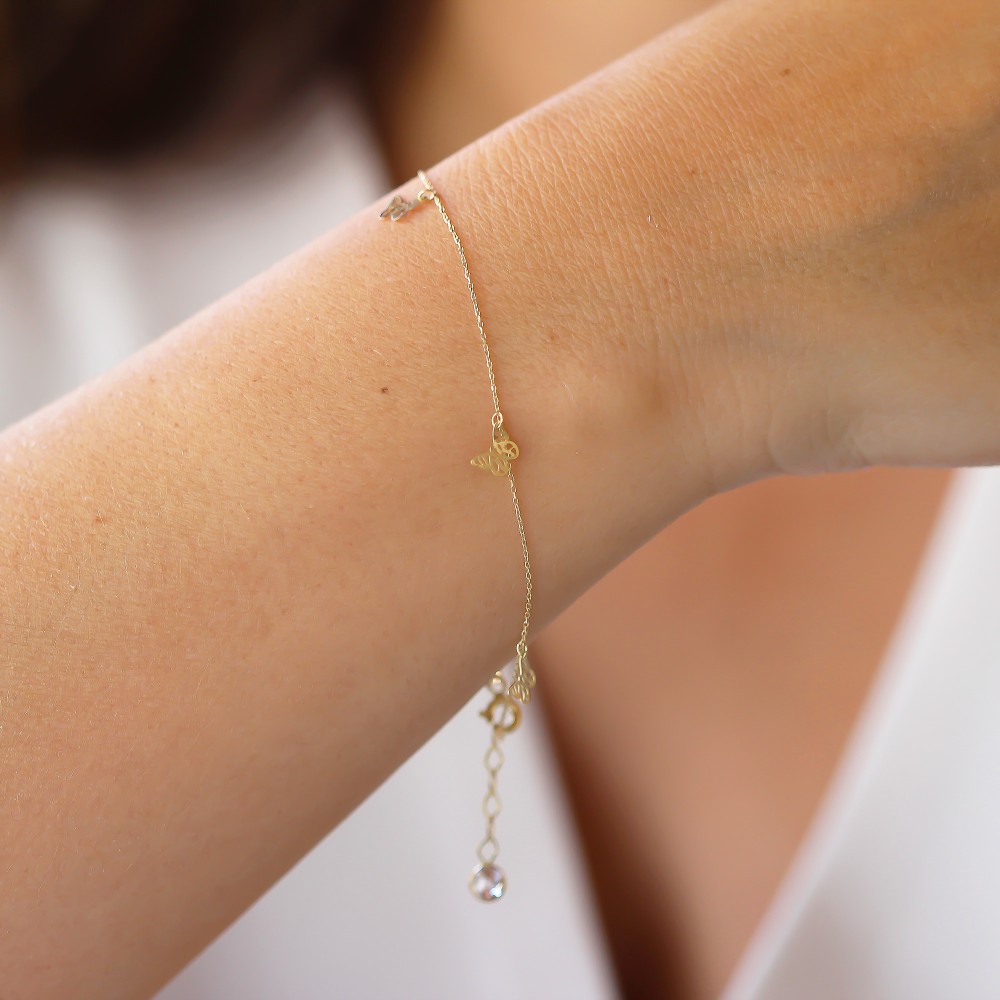 Glorria 14k Solid Gold Butterfly Bracelet