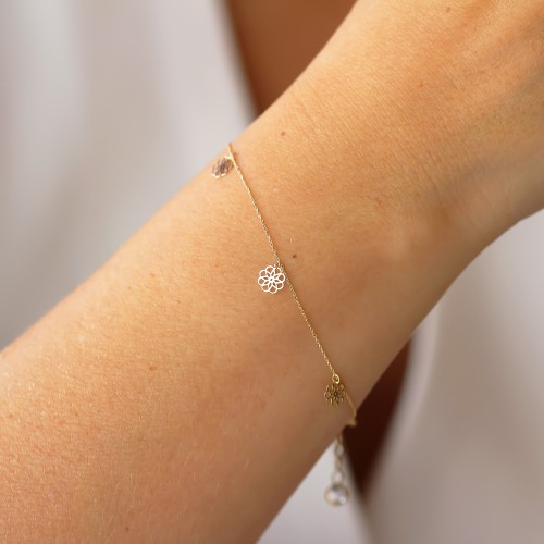 Glorria 14k Solid Gold Flower Bracelet