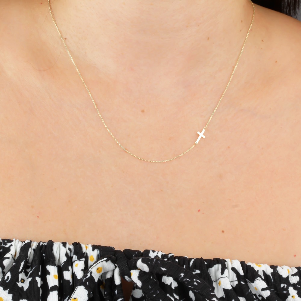 Glorria 14k Solid Gold Cross Necklace