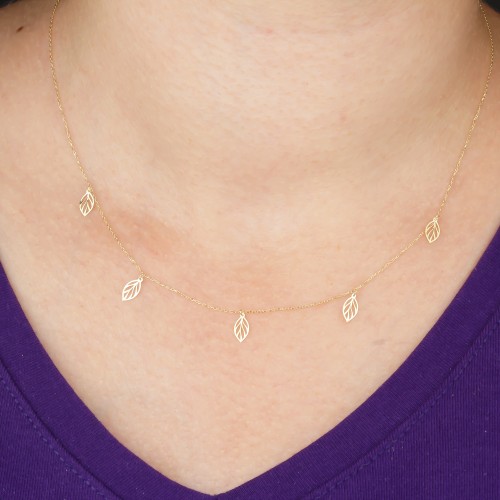 Glorria 14k Solid Gold Leaf Necklace Glorria 14k Solid Gold Leaf Necklace