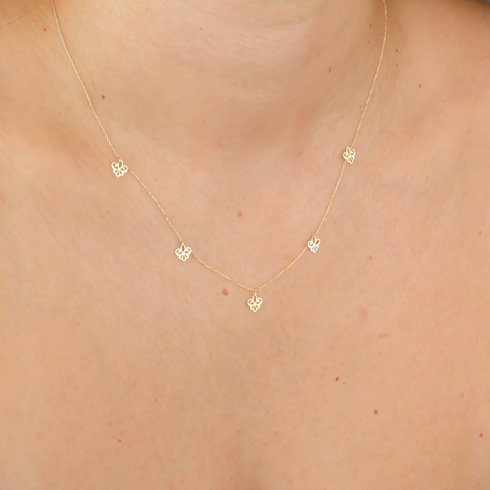 Glorria 14k Solid Gold Flower Necklace