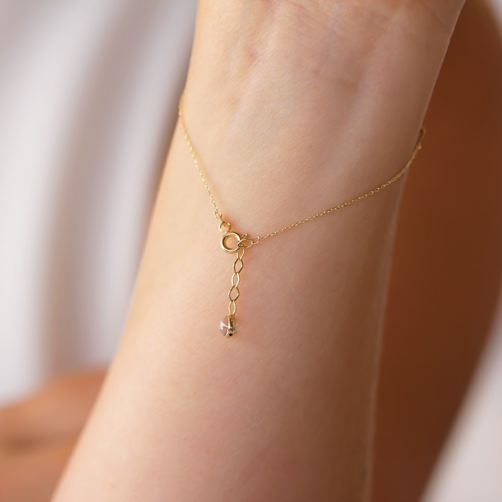 Glorria 14k Solid Gold Star Hand Chain