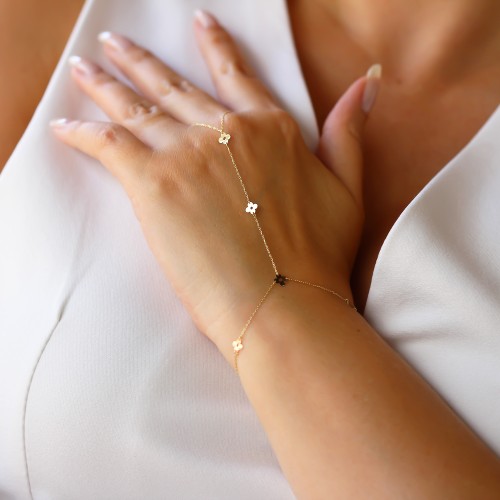 Glorria 14k Solid Gold Flower Hand Chain Glorria 14k Solid Gold Flower Hand Chain